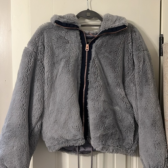 Lucky Brand Bomber Jacket Missy Short Faux Fur - Picture 4 of 5
